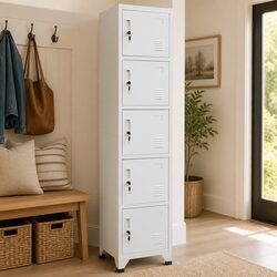 Steel Locker Cabinet Grey Storage Unit with Lockable Doors Office School