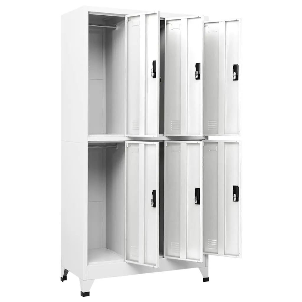White Steel Locker Cabinet with Lockable Compartments