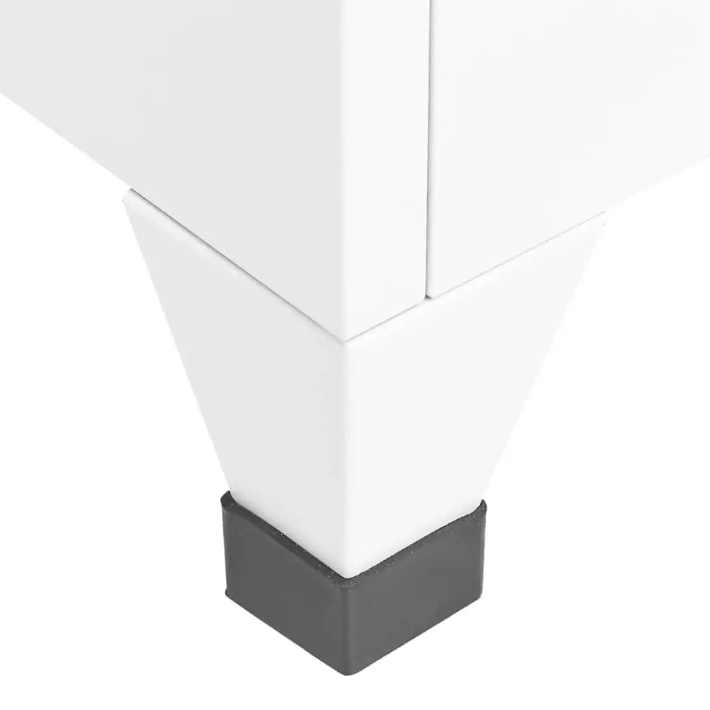 White Steel Locker Cabinet with Lockable Compartments