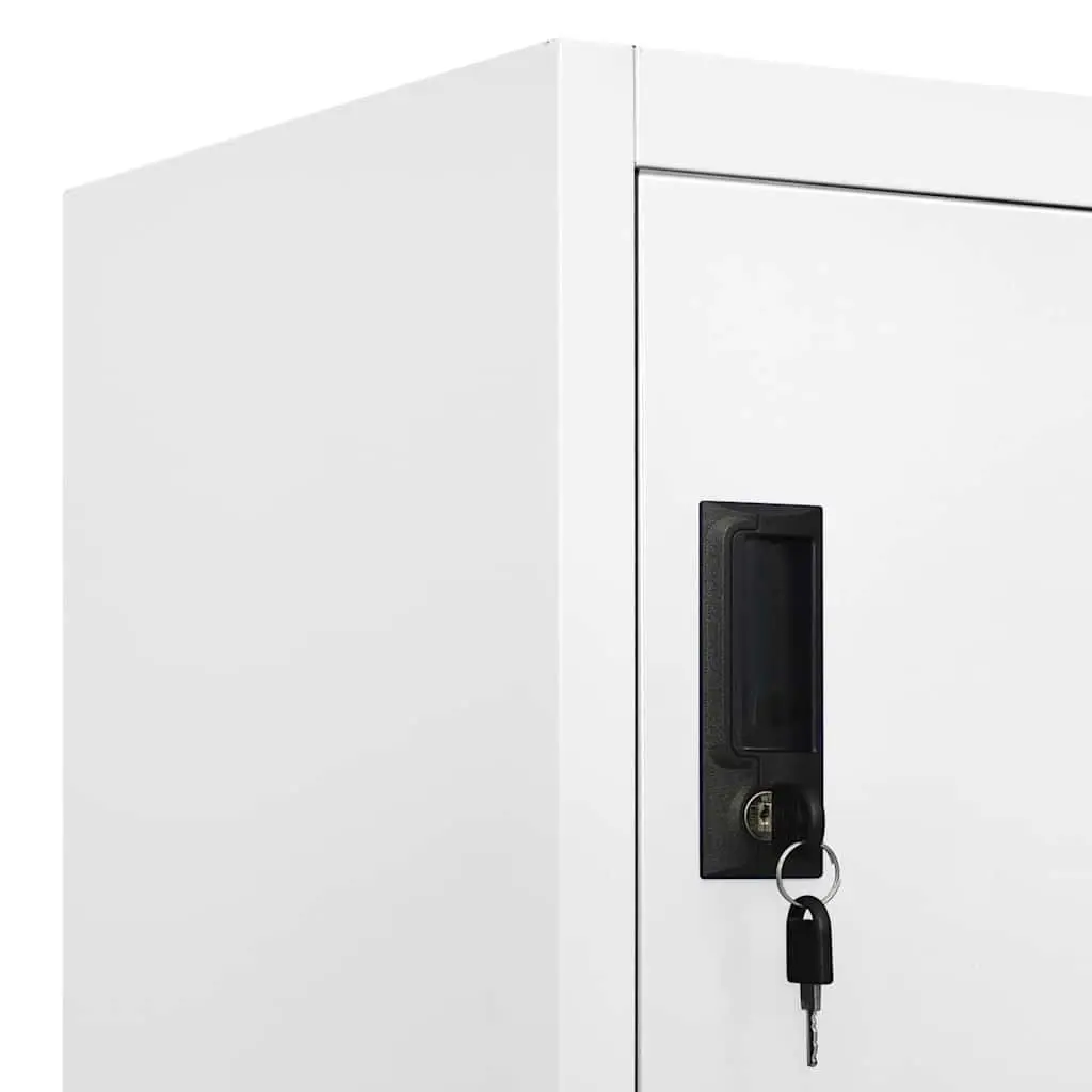 White Steel Locker Cabinet with Lockable Compartments