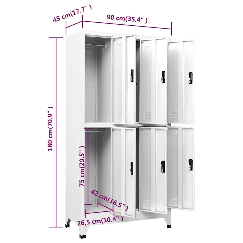 White Steel Locker Cabinet with Lockable Compartments