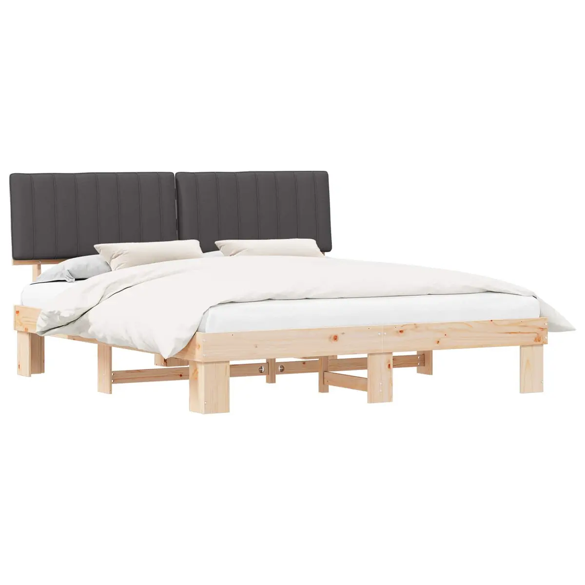 Grey Upholstered Headboard Bed Frame 180 x 200 cm