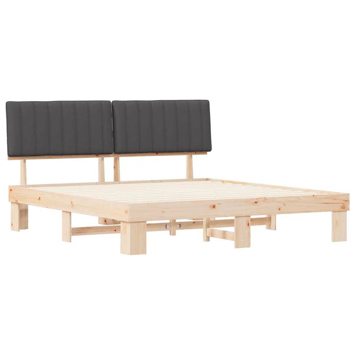 Grey Upholstered Headboard Bed Frame 180 x 200 cm