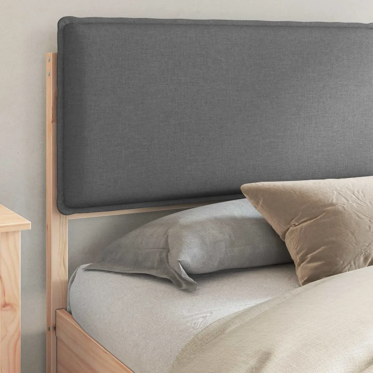Grey Upholstered Bed Frame 180 x 200 cm