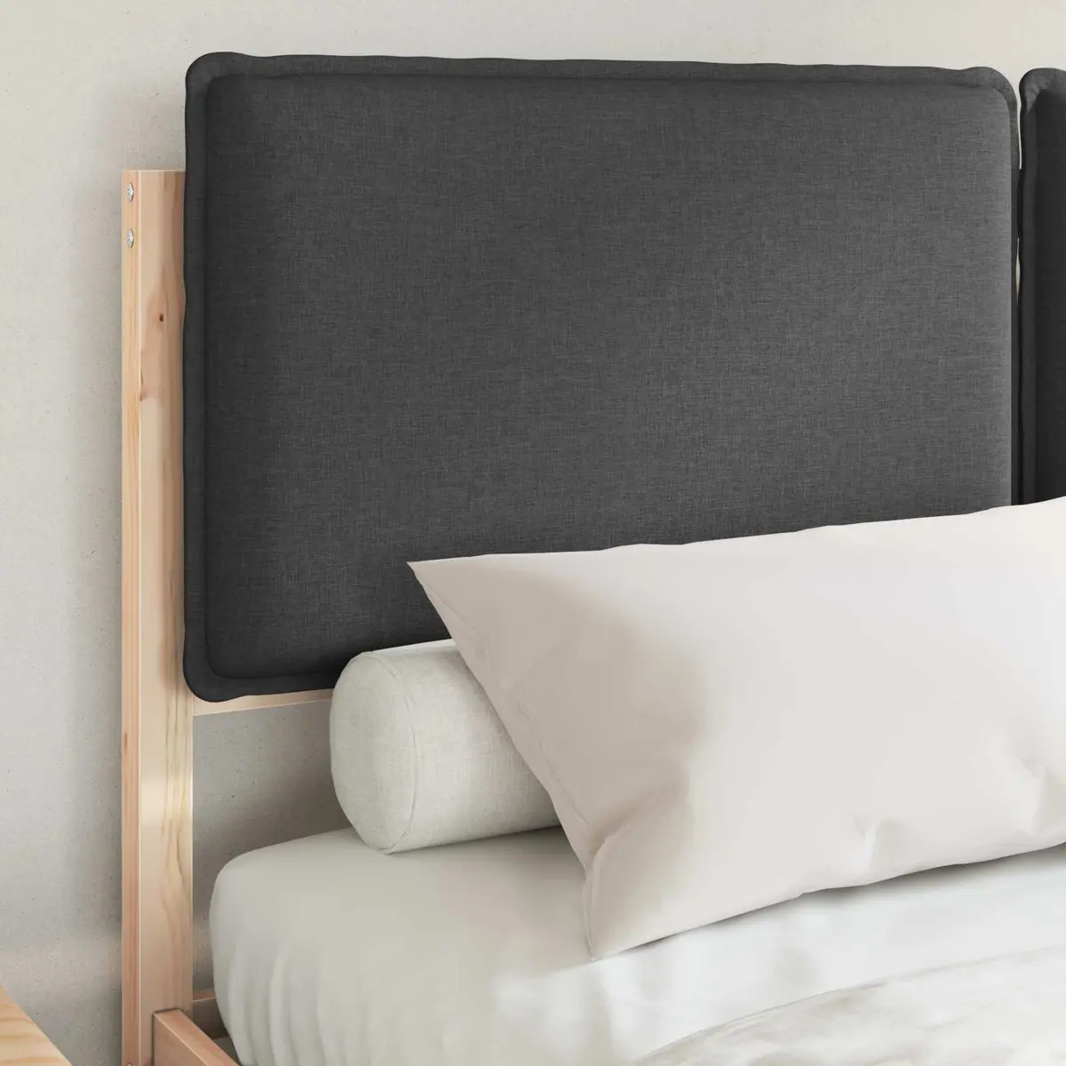 Grey Upholstered Bed Frame 150x200cm with Headboard