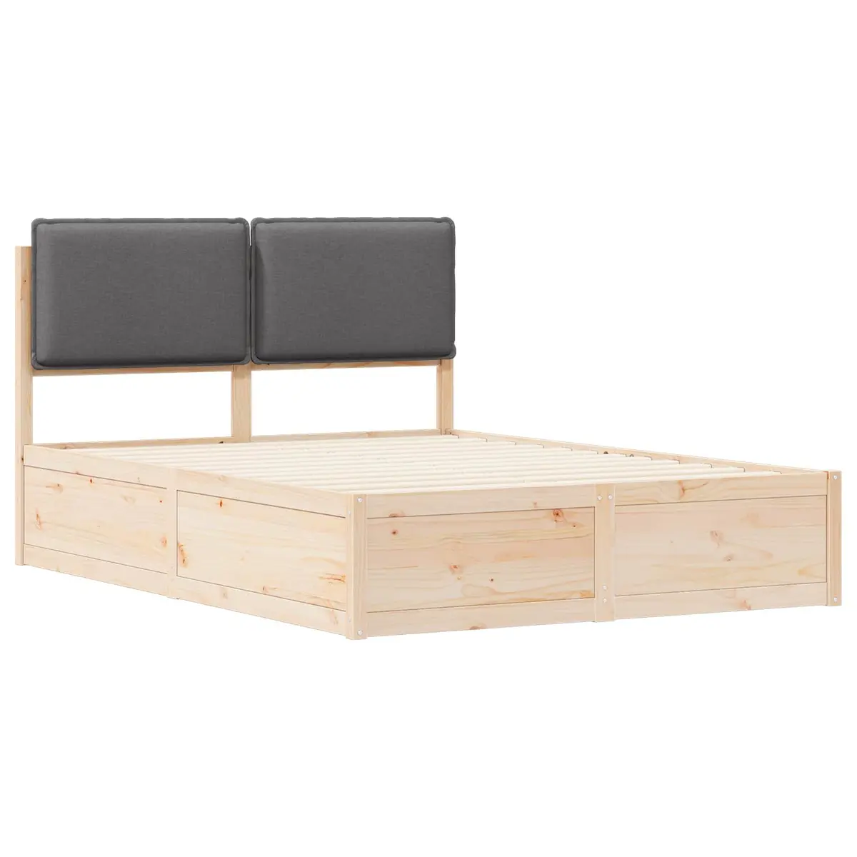 Grey Upholstered Bed Frame 135 x 190 cm