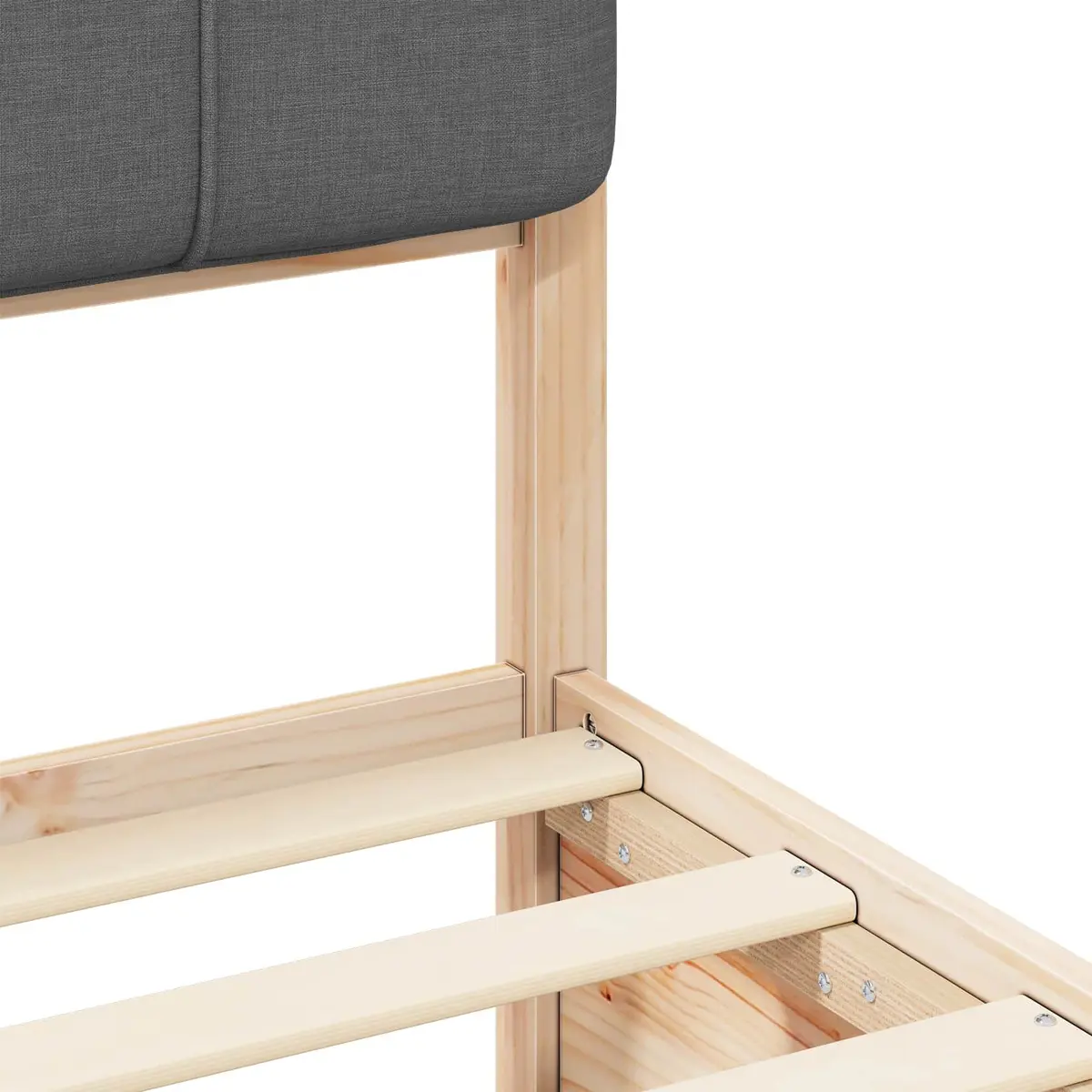 Grey Upholstered Bed Frame 135 x 190 cm