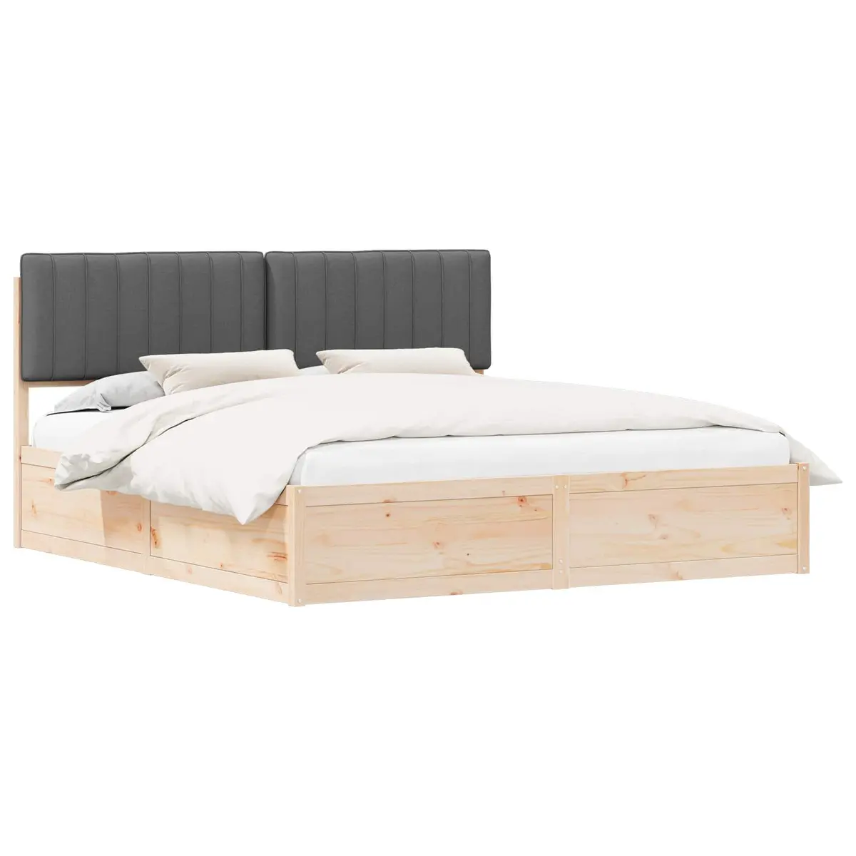 Dark Grey Bed Frame with Upholstered Headboard 180 x 200 cm