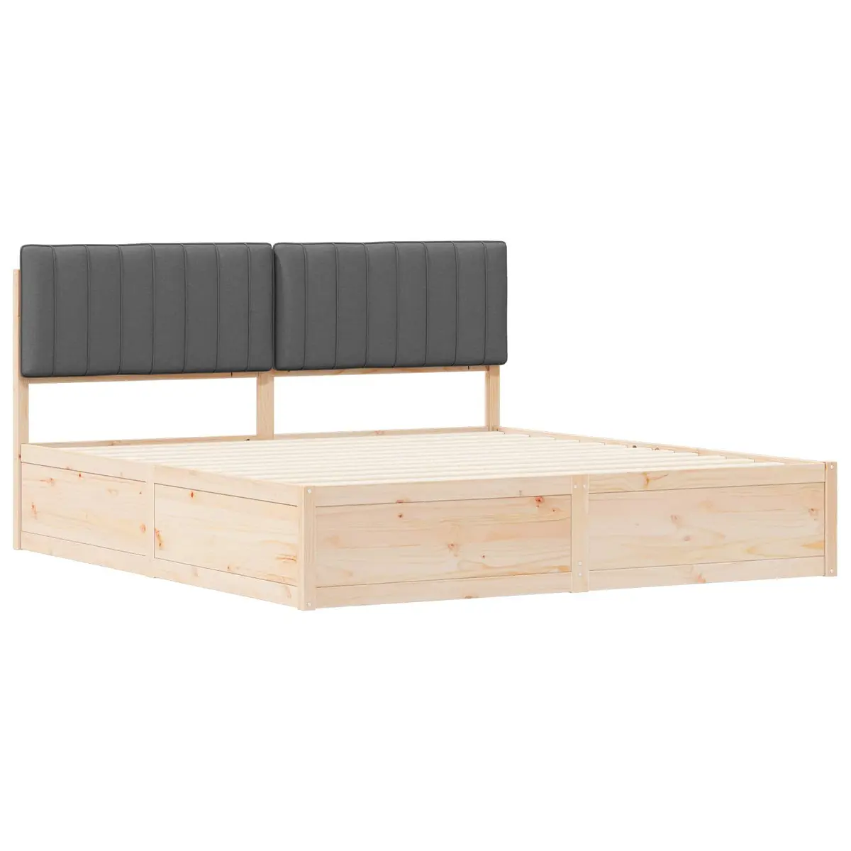 Dark Grey Bed Frame with Upholstered Headboard 180 x 200 cm