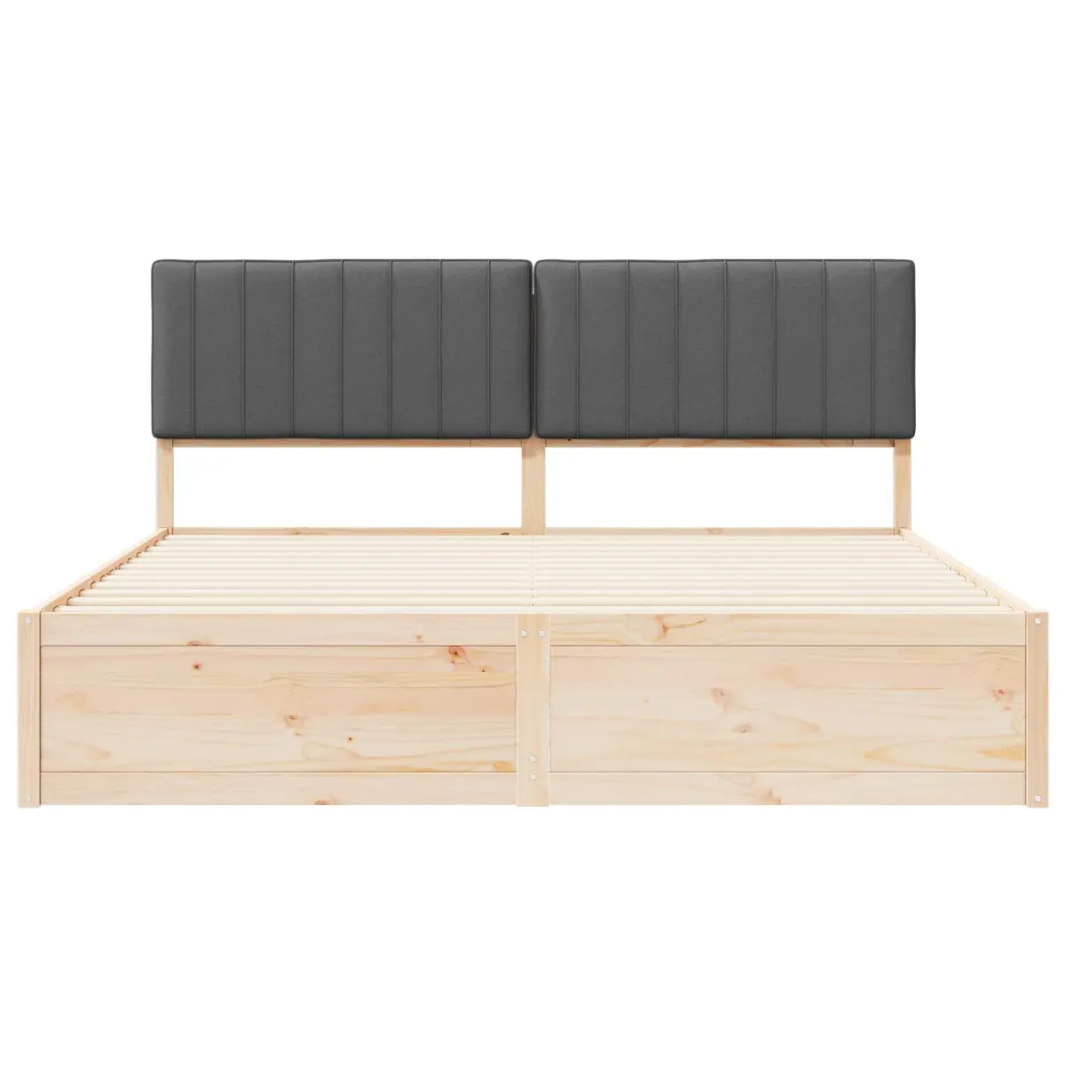 Dark Grey Bed Frame with Upholstered Headboard 180 x 200 cm