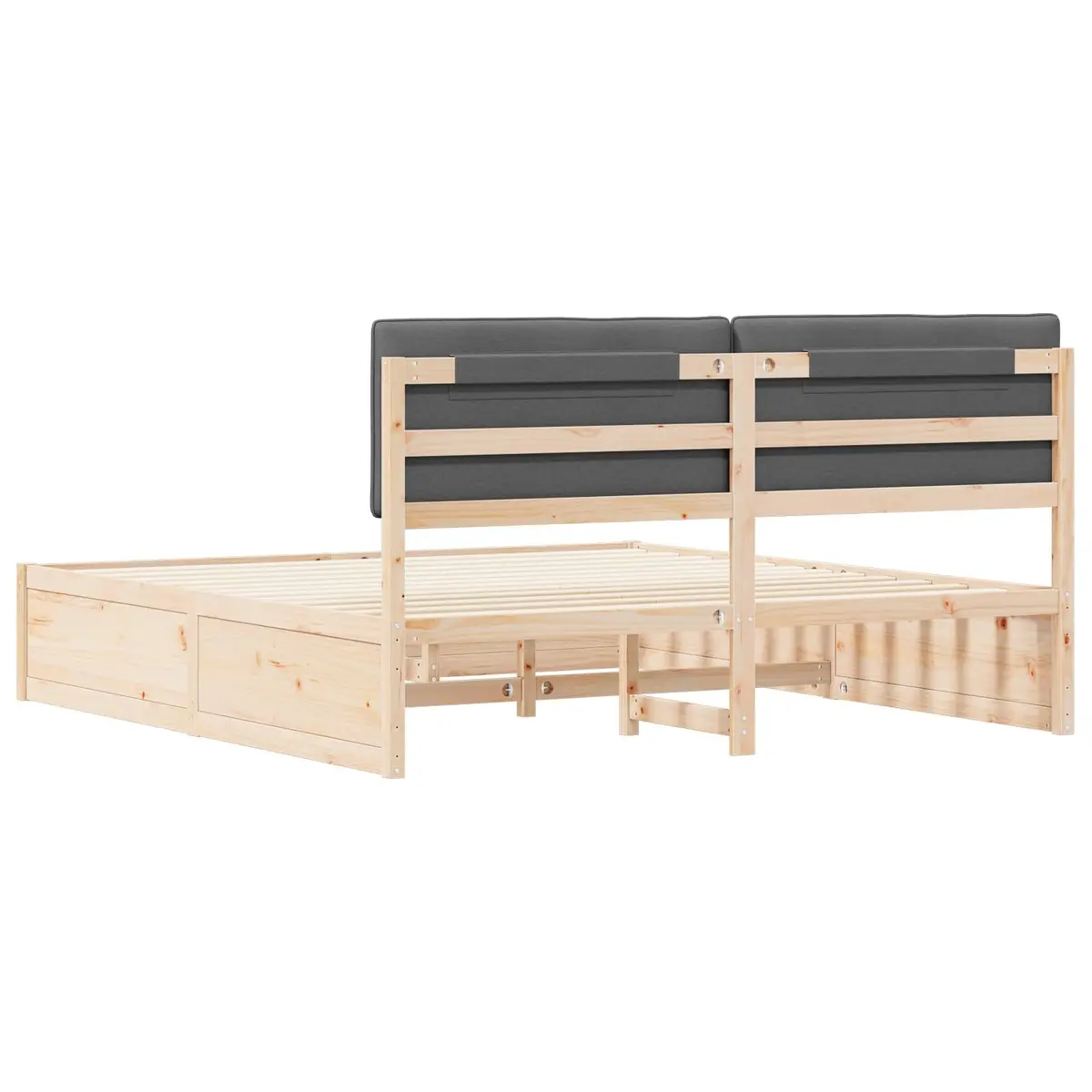 Dark Grey Bed Frame with Upholstered Headboard 180 x 200 cm