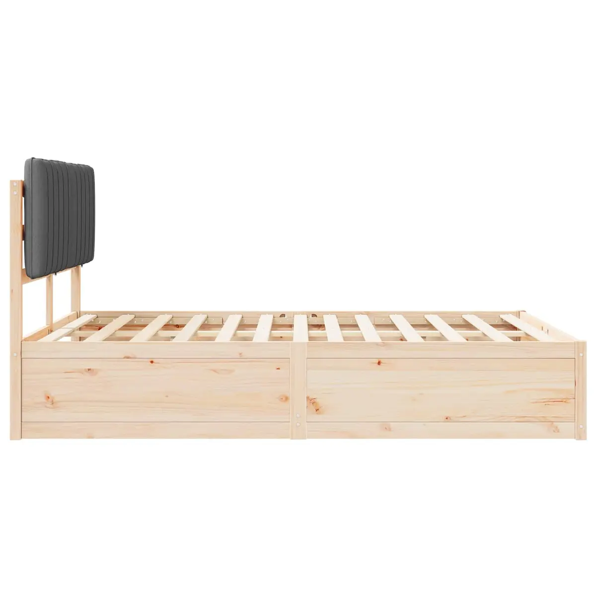 Grey Upholstered Bed Frame 135 x 190 cm