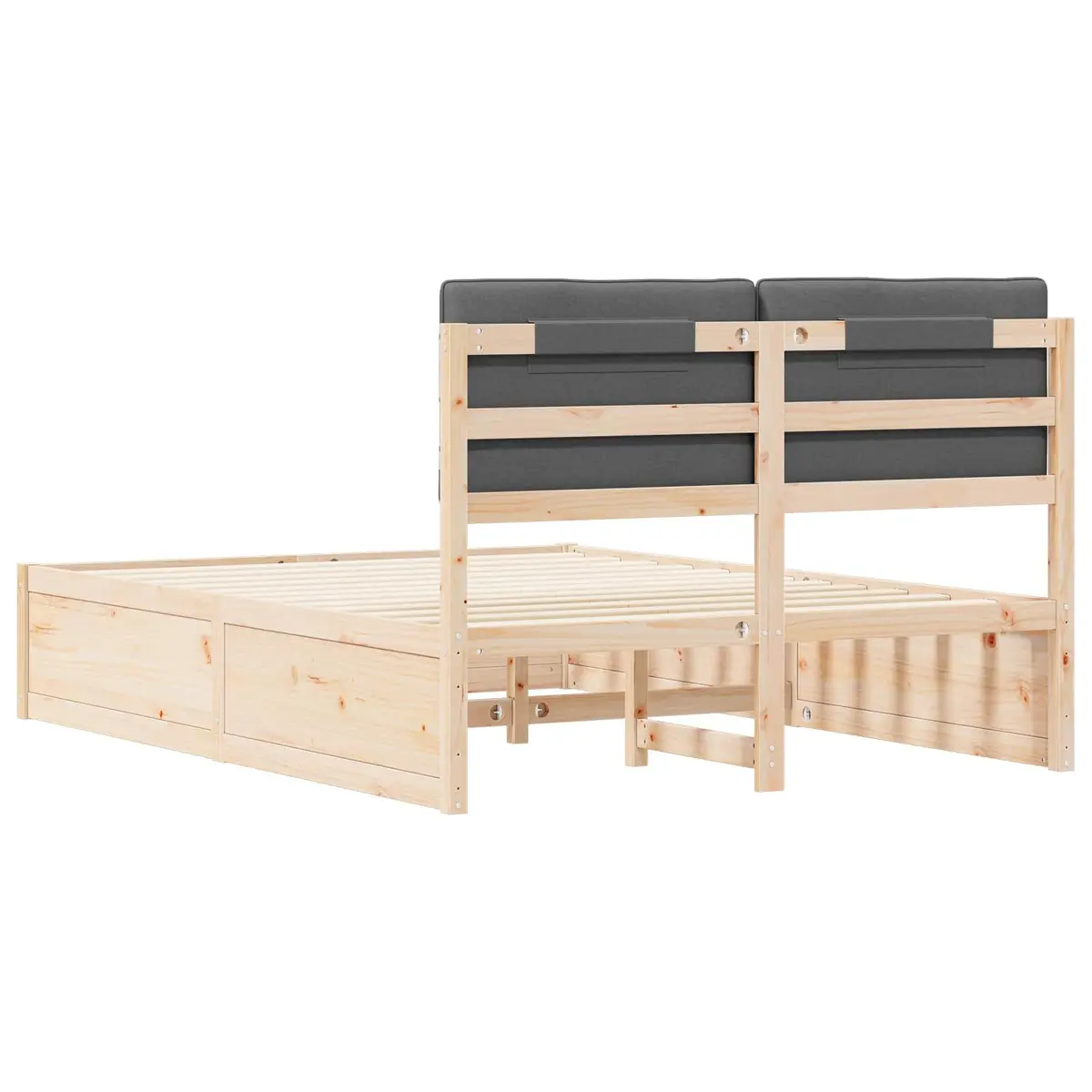 Grey Upholstered Bed Frame 135 x 190 cm