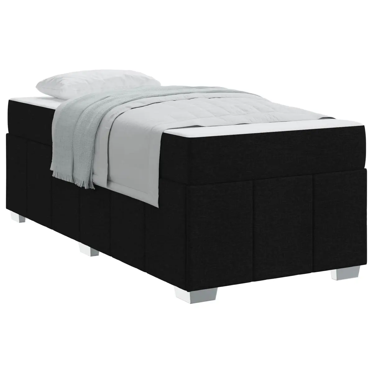 Black Fabric Bed Frame with Medium Firm Mattress 90 x 190 cm