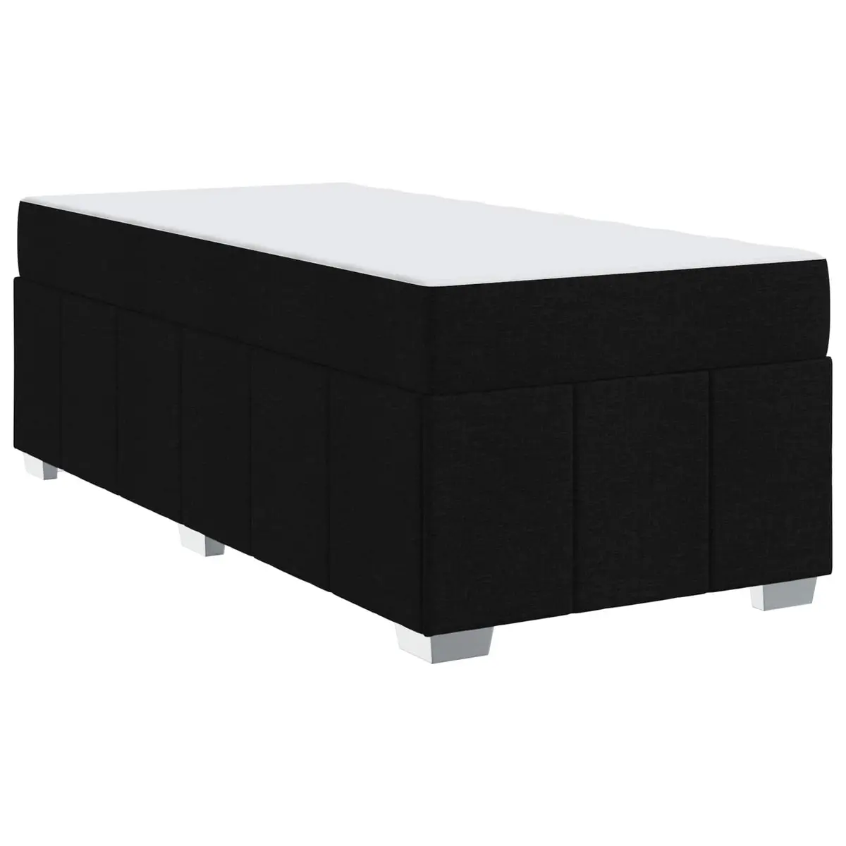 Black Fabric Bed Frame with Medium Firm Mattress 90 x 190 cm