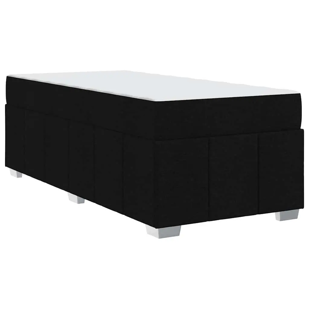 Black Fabric Bed Frame with Medium Firm Mattress 90 x 190 cm
