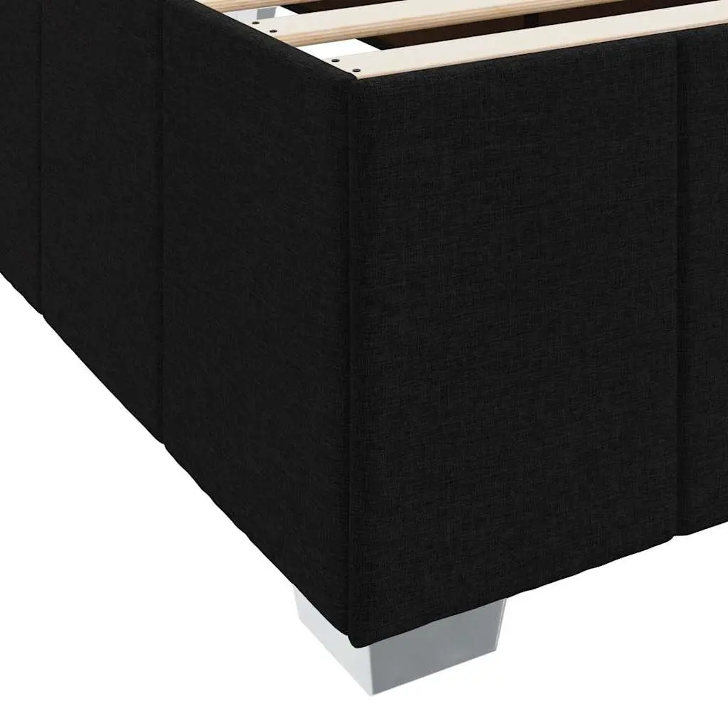 Black Fabric Bed Frame with Medium Firm Mattress 90 x 190 cm