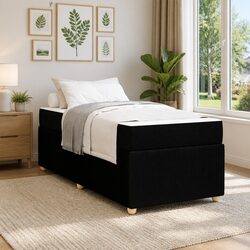Durable Black Bed Frame with Integrated Mattress 90 x 190 cm