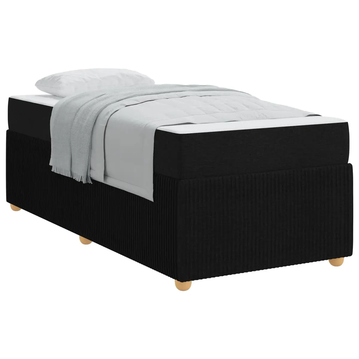 Bed Frame with Mattress Fabric 90 x 190 cm Black
