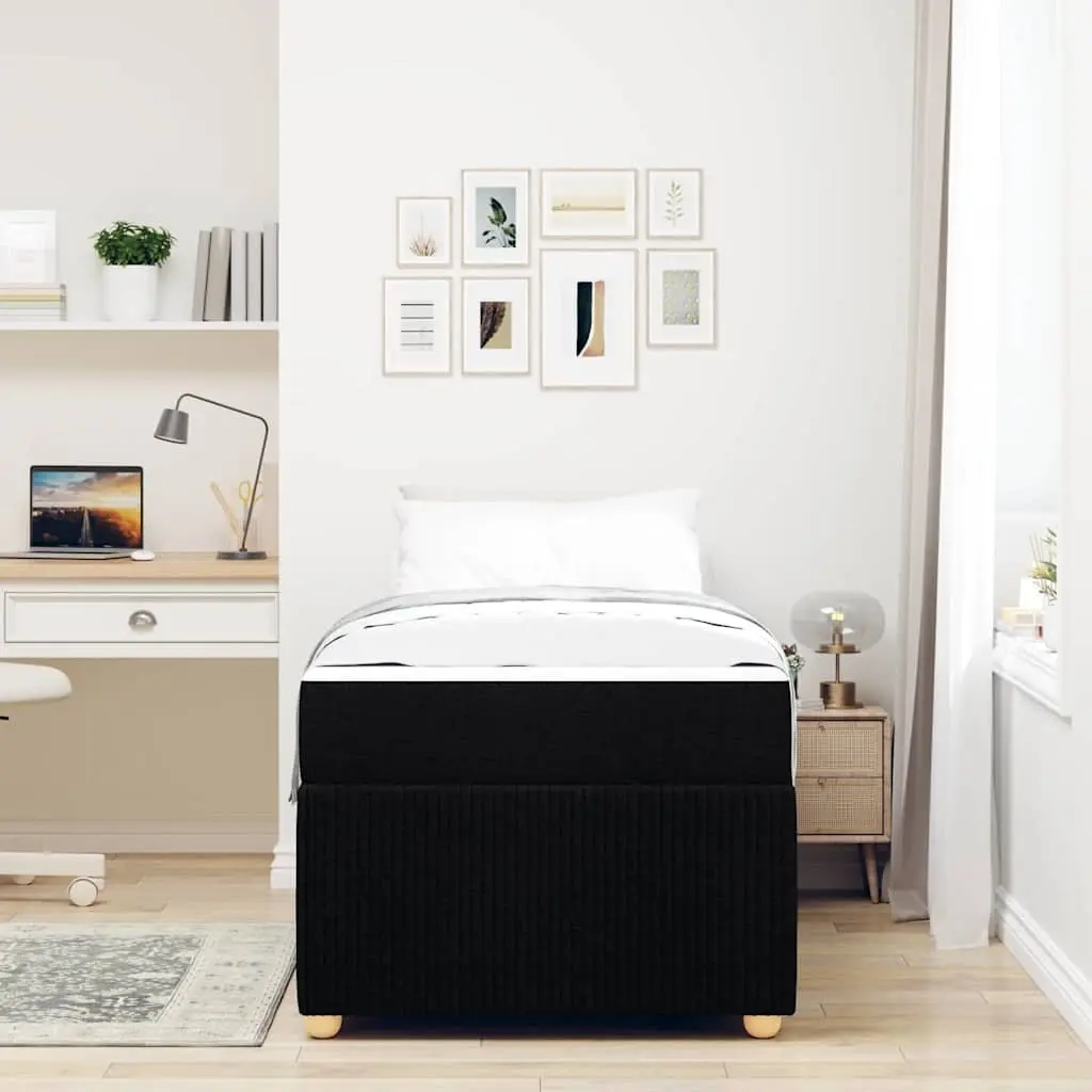 Bed Frame with Mattress Fabric 90 x 190 cm Black