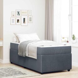 Sturdy Grey Bed Frame with Pocketed Coil Mattress 90 x 190 cm