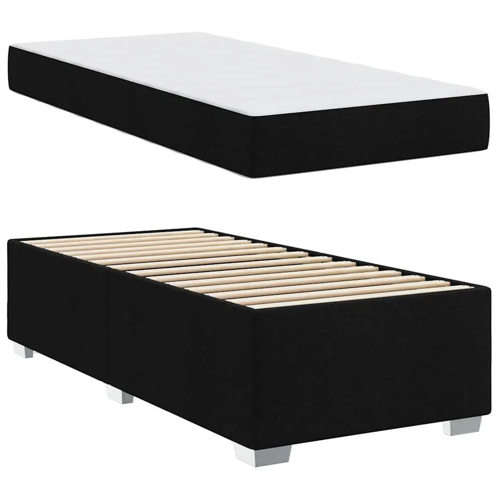 Black Bed Frame with Mattress 90 x 190 cm Fabric Modern Minimalist Design