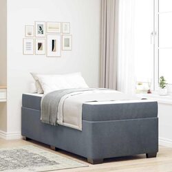 Stylish Grey Bed Frame with Pocketed Coil Mattress 90 x 190 cm