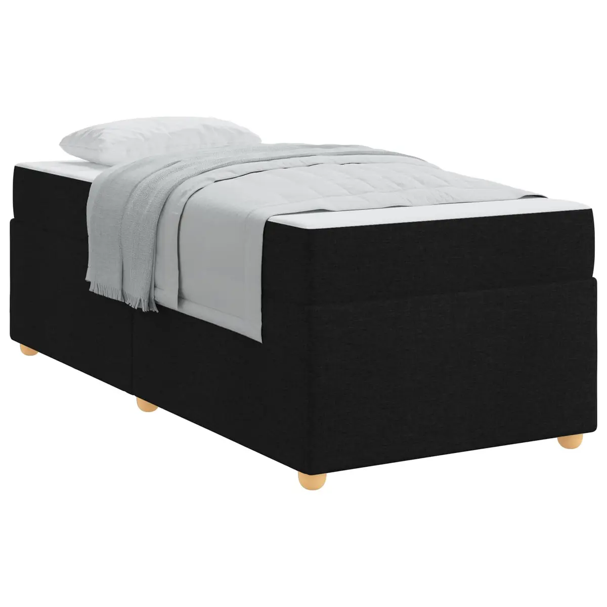 Engineered Black Bed Frame with Mattress 90 x 190 cm