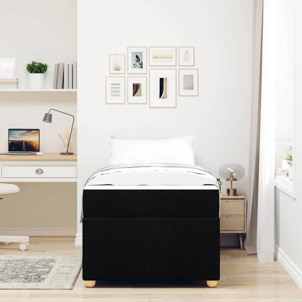 Engineered Black Bed Frame with Mattress 90 x 190 cm