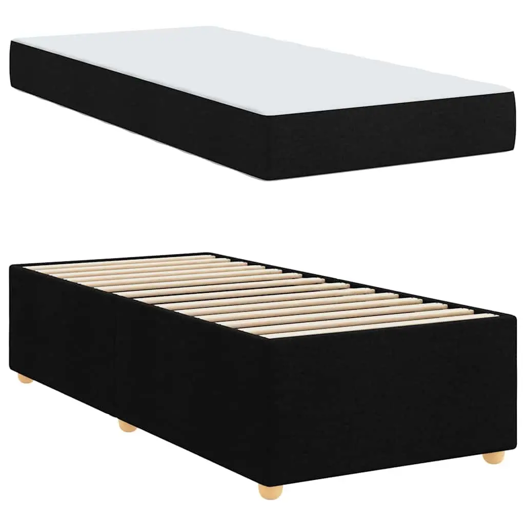 Engineered Black Bed Frame with Mattress 90 x 190 cm