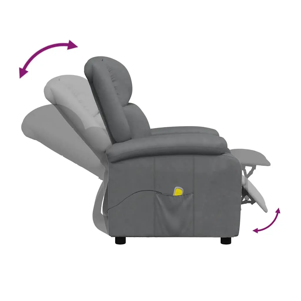 Electric Massage Chair Faux Leather Grey Manual Reclining 3 Positions