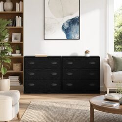 Black Modern Sideboard Storage Cabinet in Engineered Wood