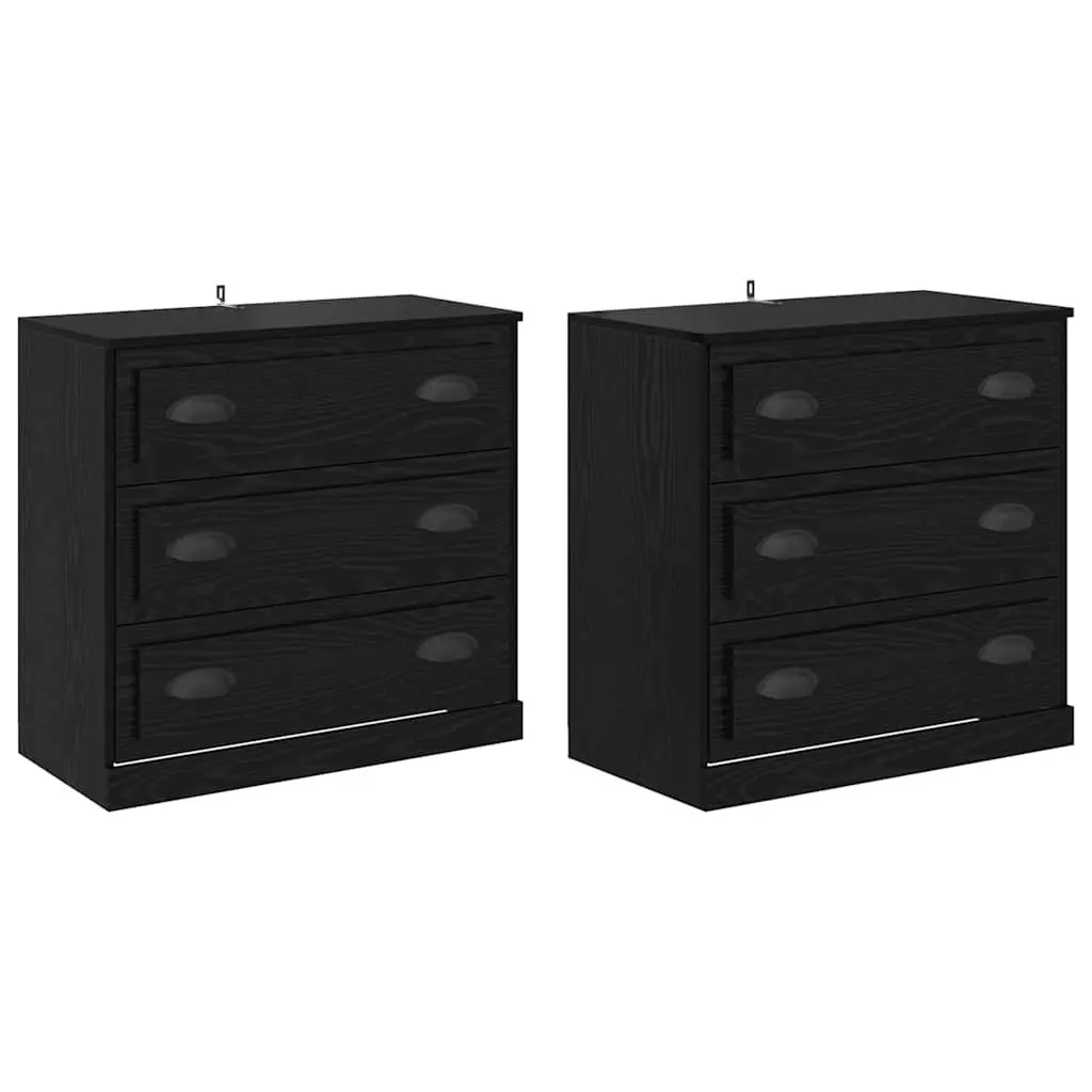 Black Modern Sideboard Storage Cabinet in Engineered Wood