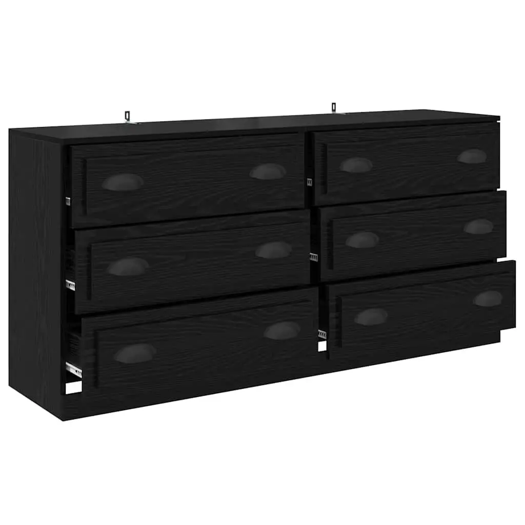 Black Modern Sideboard Storage Cabinet in Engineered Wood