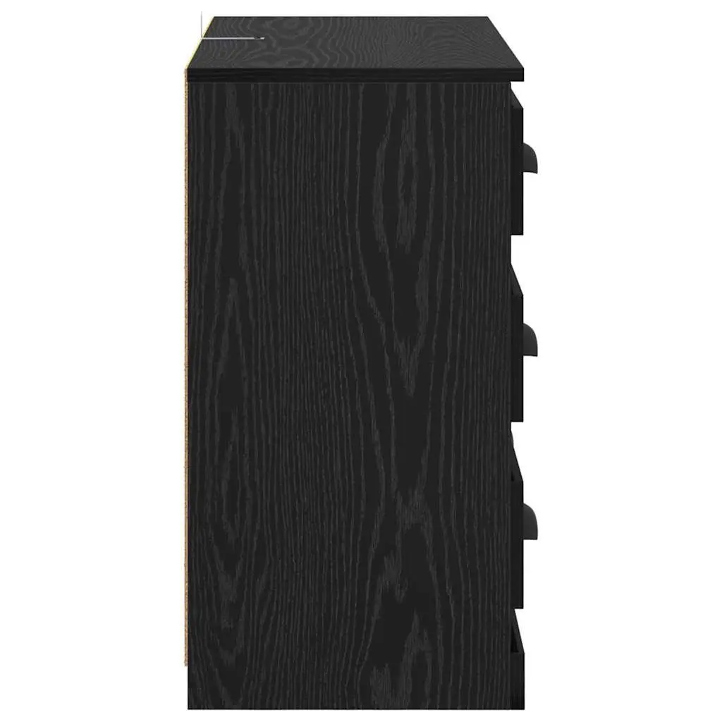 Black Modern Sideboard Storage Cabinet in Engineered Wood