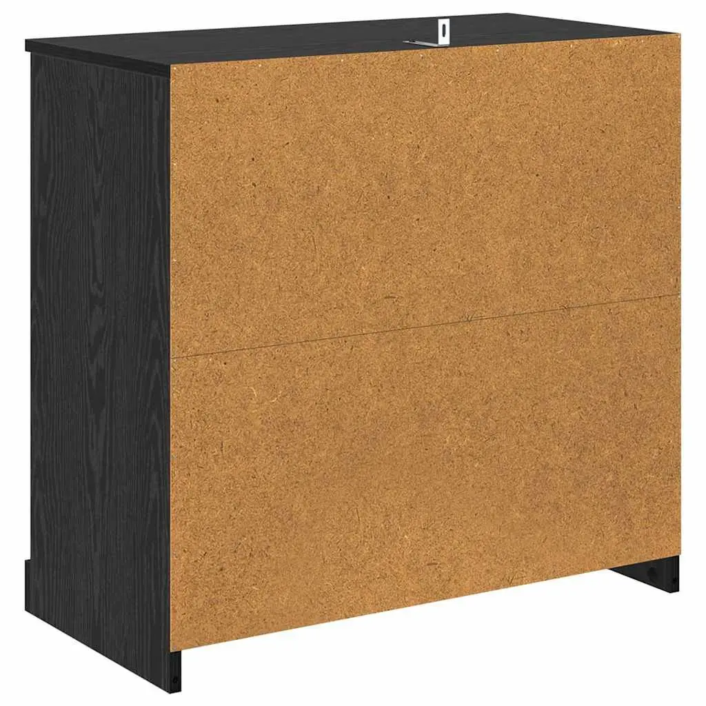 Black Modern Sideboard Storage Cabinet in Engineered Wood