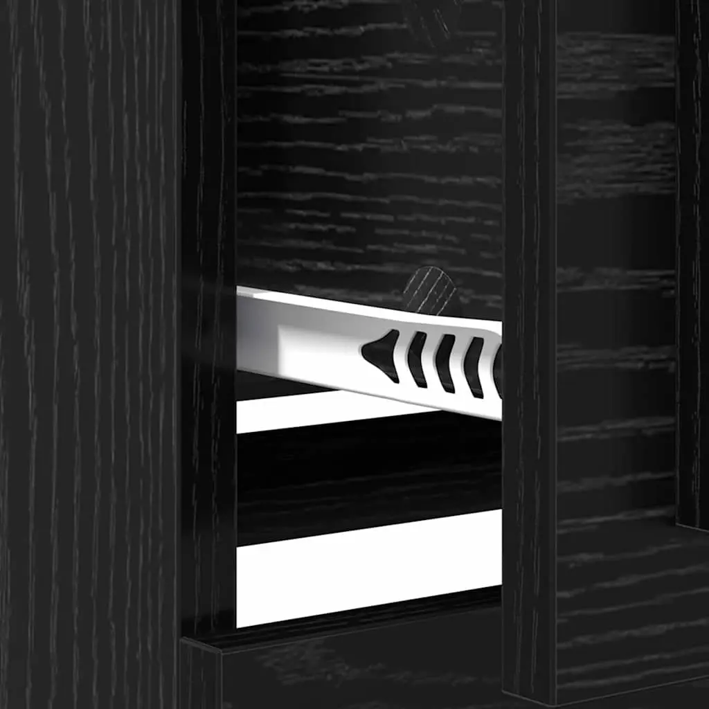 Black Modern Sideboard Storage Cabinet in Engineered Wood