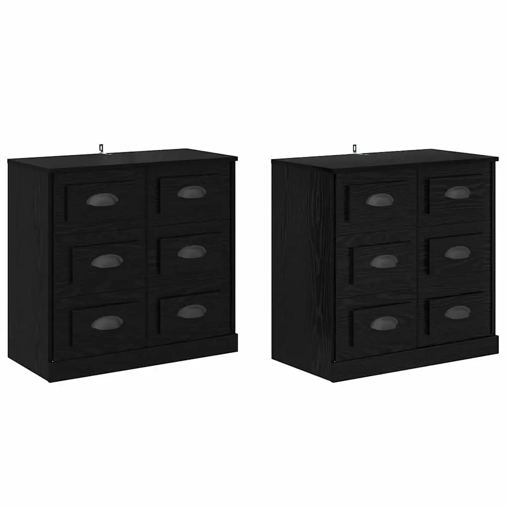 Sideboards Engineered Wood 70 x 35.5 x 67.5 cm Black Set 2 pcs