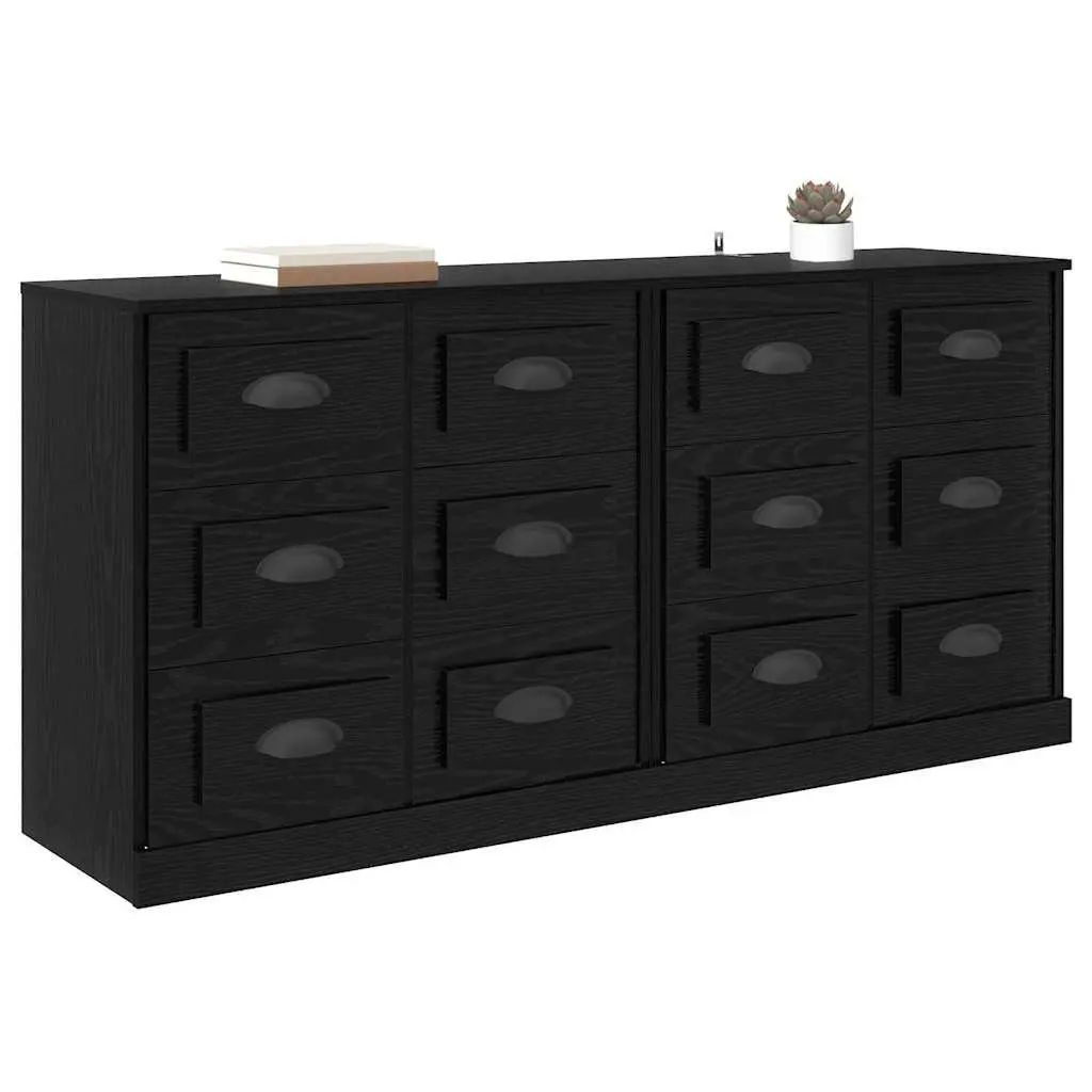 Sideboards Engineered Wood 70 x 35.5 x 67.5 cm Black Set 2 pcs
