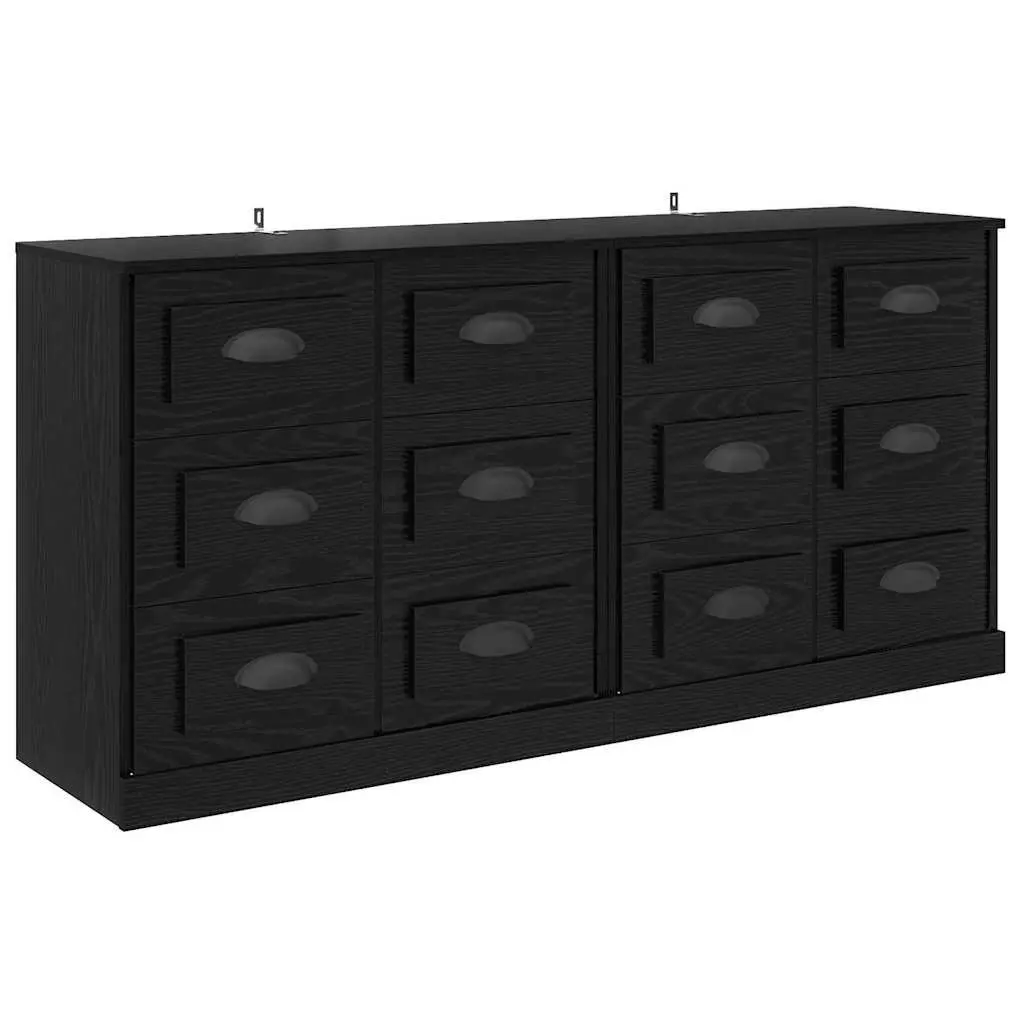 Sideboards Engineered Wood 70 x 35.5 x 67.5 cm Black Set 2 pcs