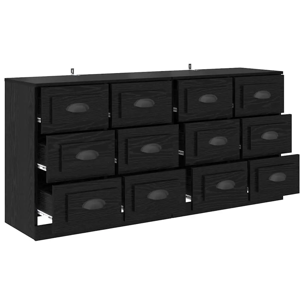 Sideboards Engineered Wood 70 x 35.5 x 67.5 cm Black Set 2 pcs
