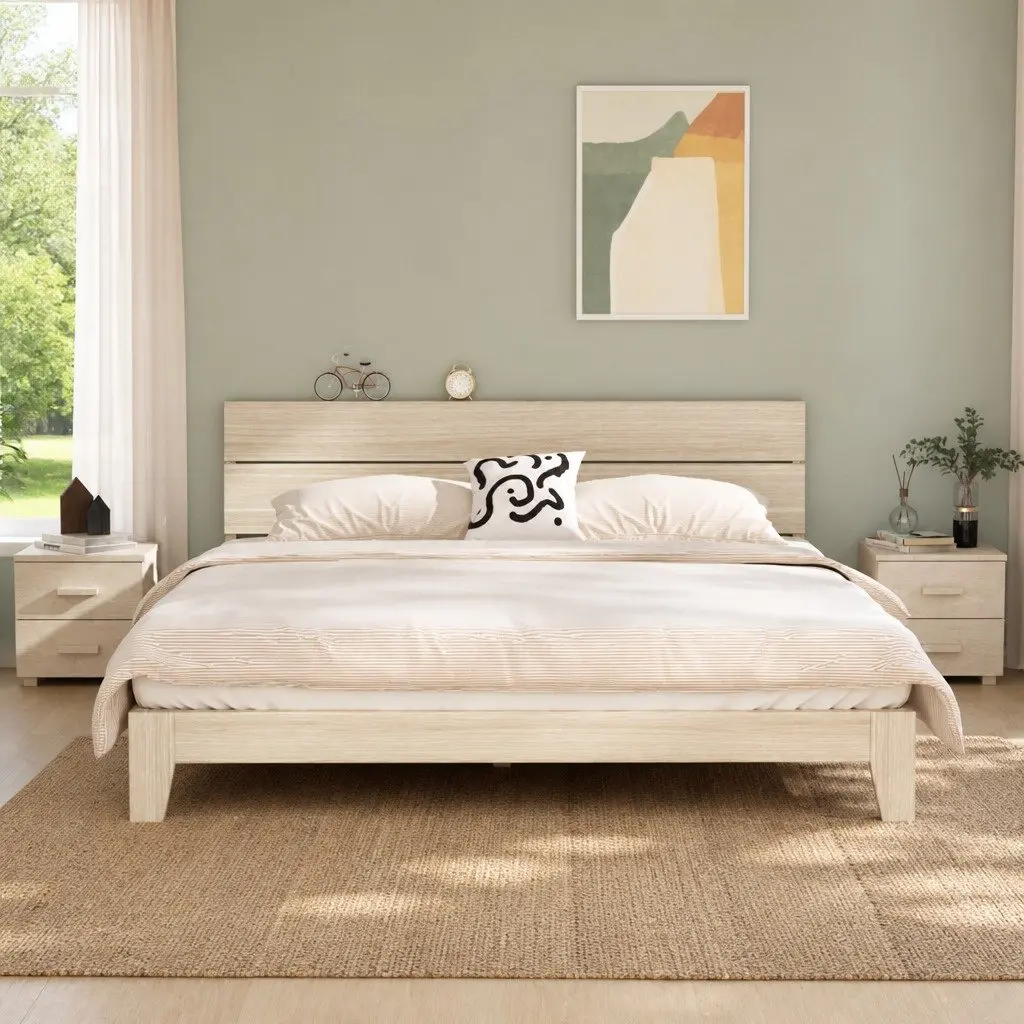 Bedside Cabinets Pair White Wooden Nightstands Drawers Storage Tables Set