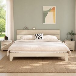 White Wooden Nightstands - Sturdy Storage Cabinets Set