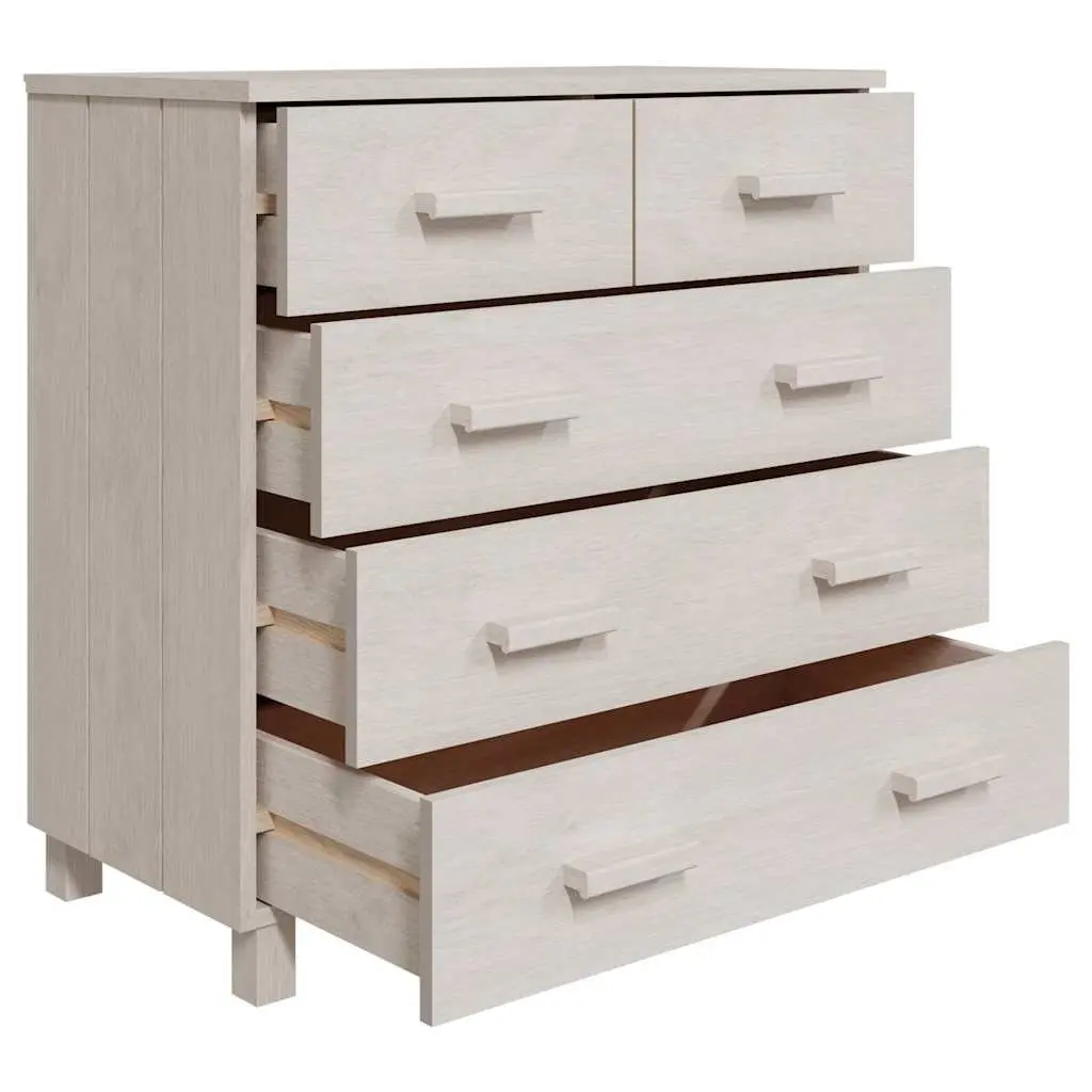 White Wooden Sideboard with 5 Drawers