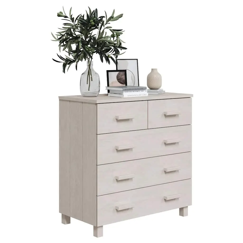White Wooden Sideboard with 5 Drawers