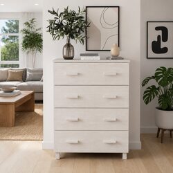 High-Quality White Wooden Sideboard Cabinet with 4 Drawers