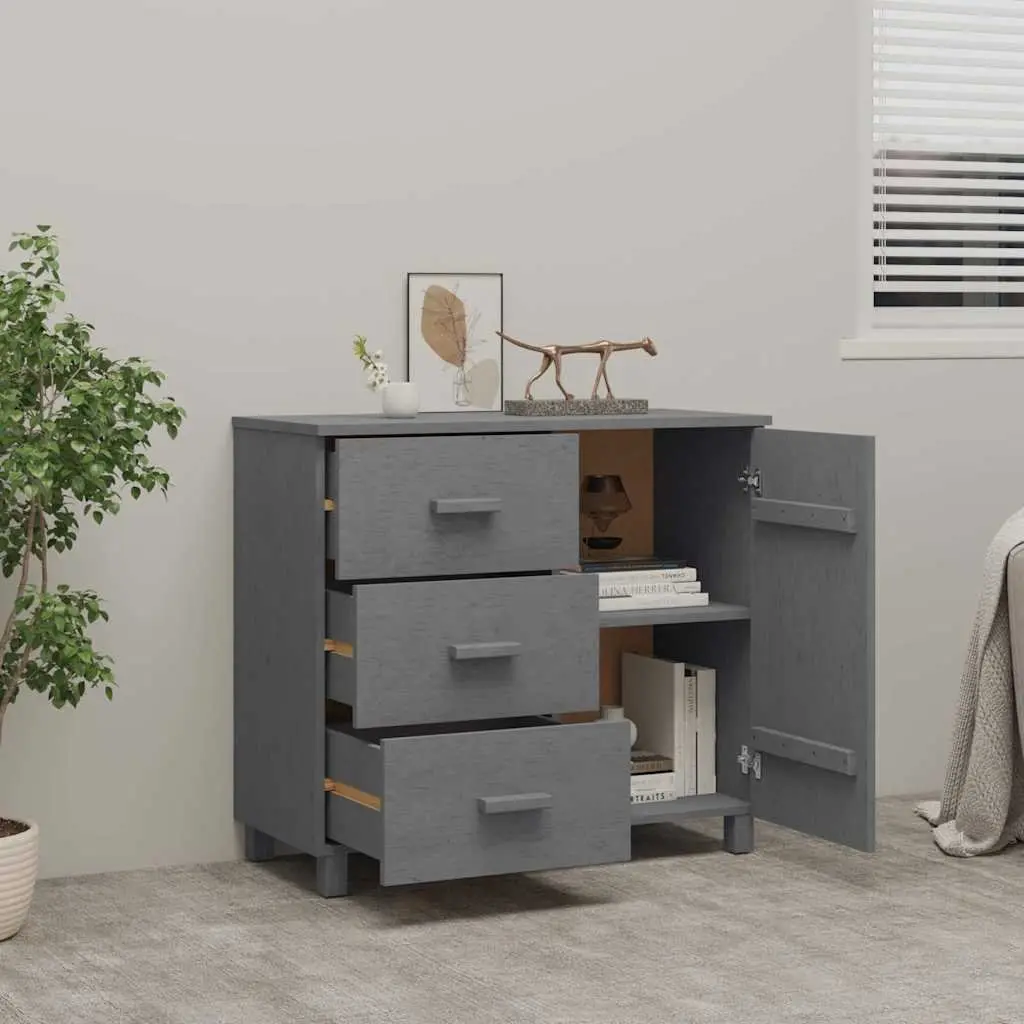 Grey Solid Pinewood Sideboard with Drawers