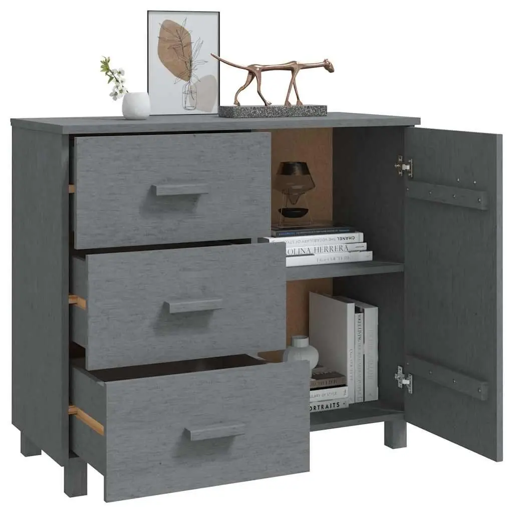 Grey Solid Pinewood Sideboard with Drawers