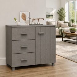 Solid Pinewood Grey Sideboard with Sliding Drawers