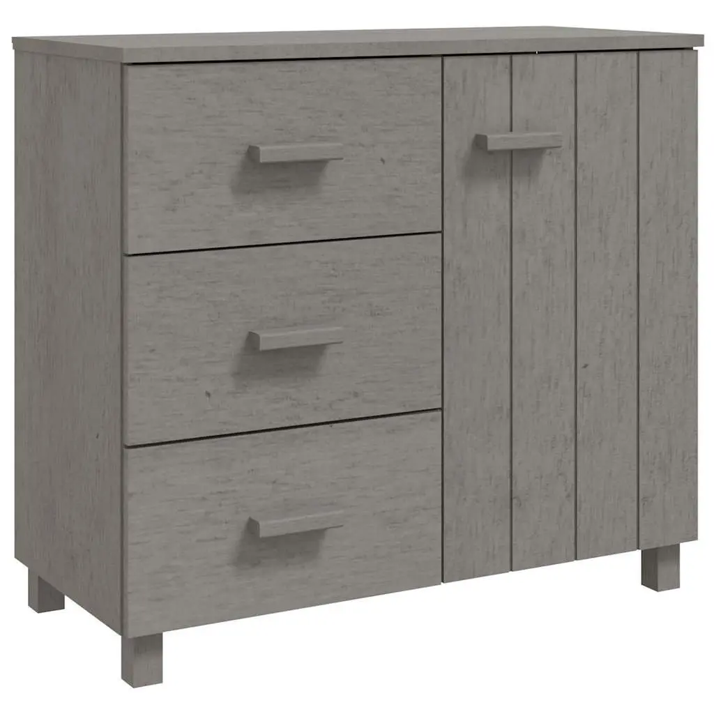 Solid Pinewood Grey Sideboard with Sliding Drawers
